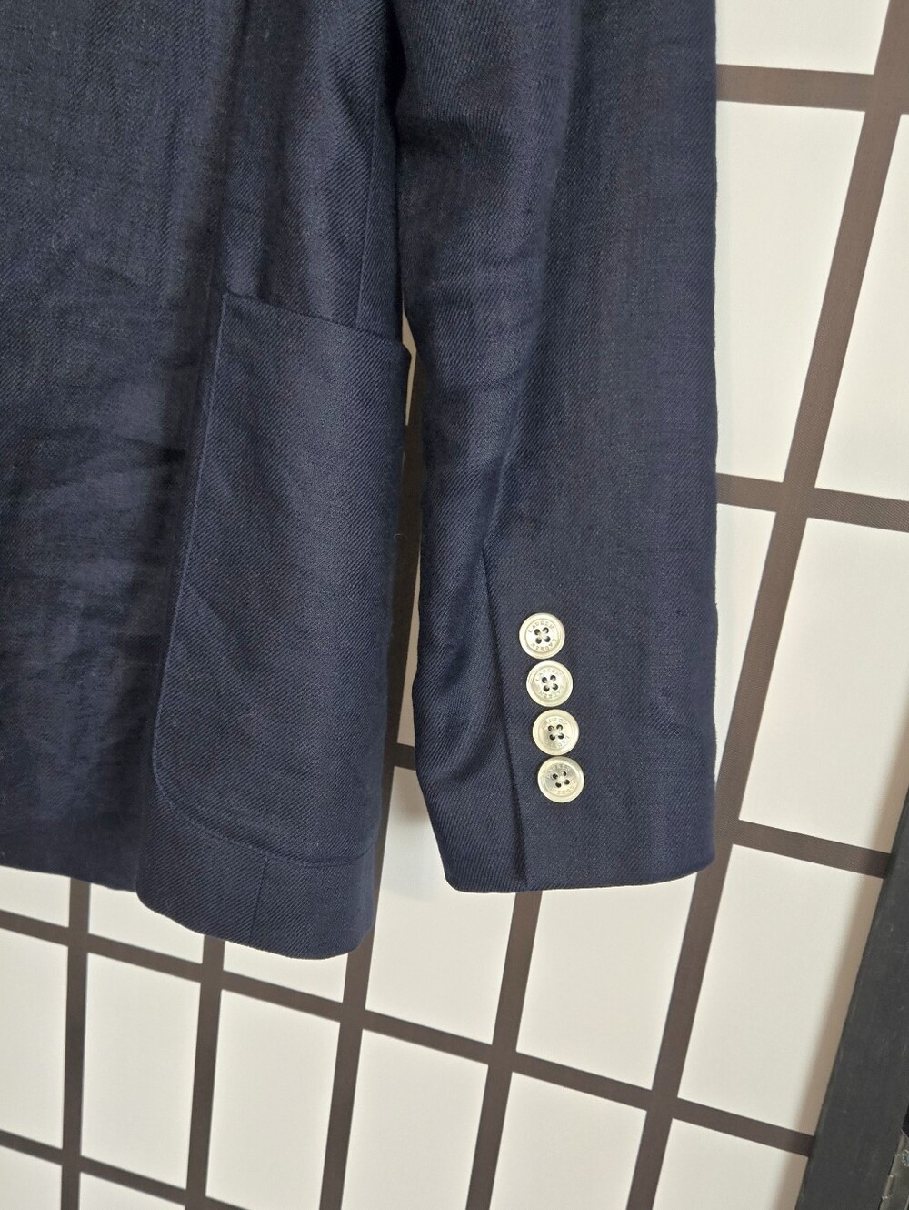 Lauren Ralph Lauren Linen Navy Double-Breasted Blazer - Picture 10 of 12